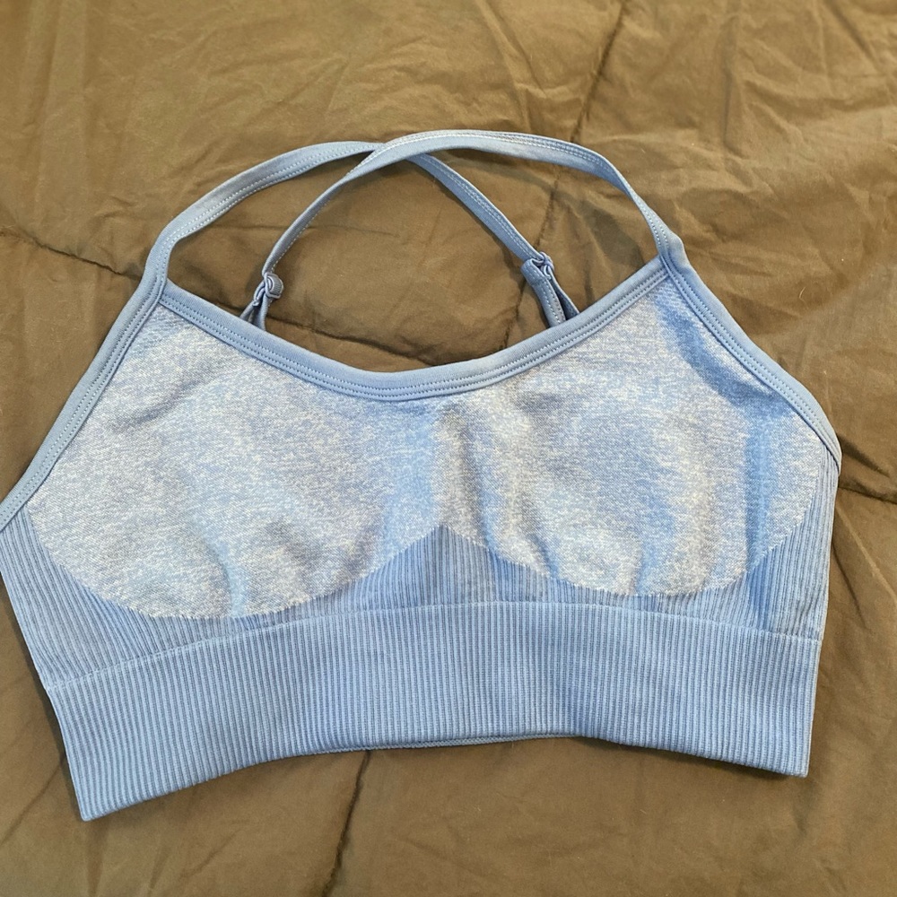 Baby blue sports bra